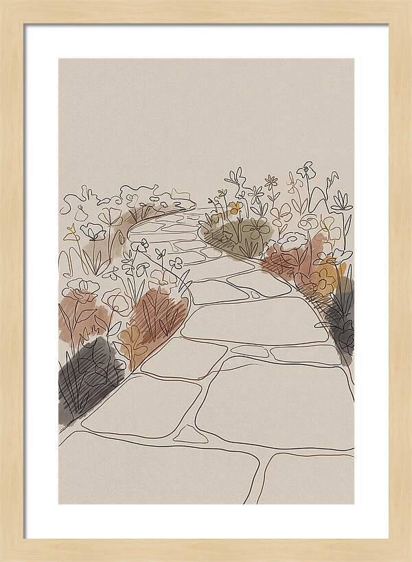 Stone Pathway Through Flower Beds