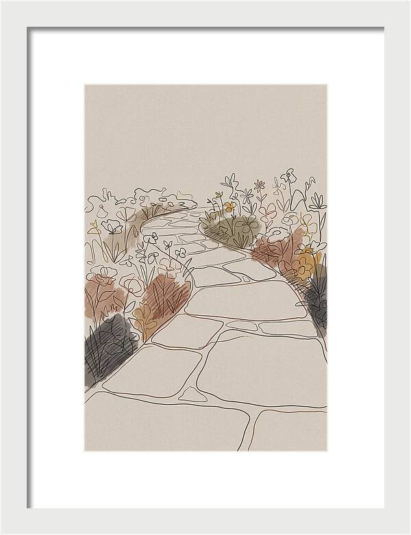 Stone Pathway Through Flower Beds