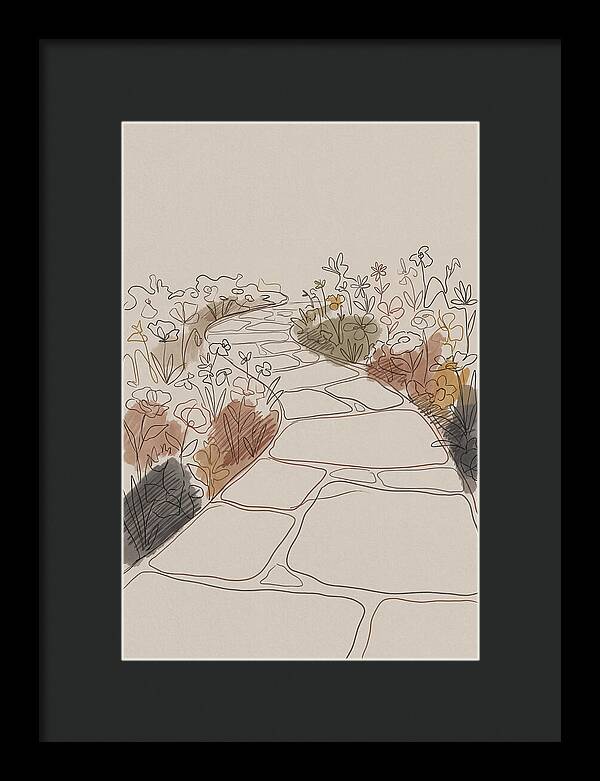 Stone Pathway Through Flower Beds