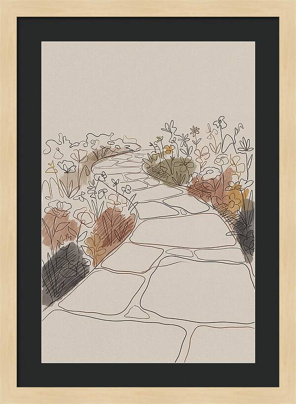 Stone Pathway Through Flower Beds
