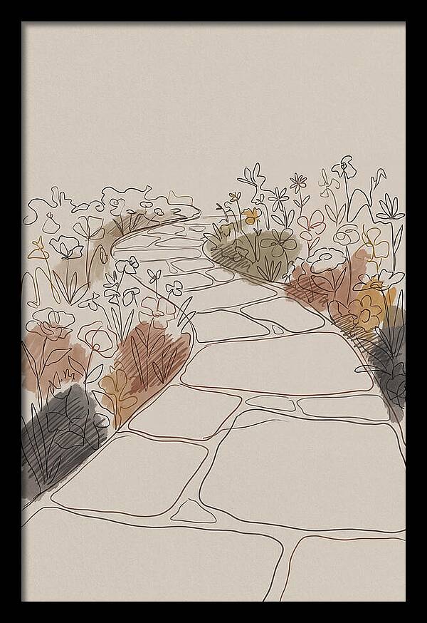 Stone Pathway Through Flower Beds