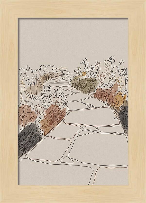 Stone Pathway Through Flower Beds