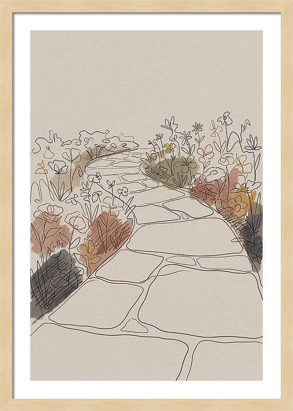 Stone Pathway Through Flower Beds