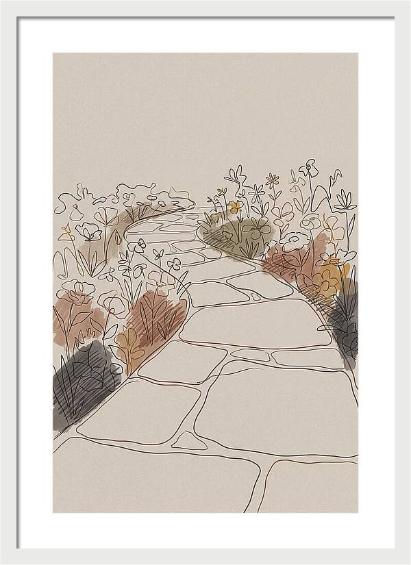 Stone Pathway Through Flower Beds