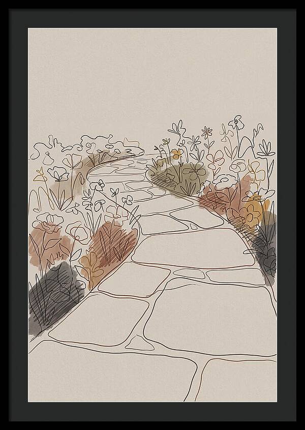 Stone Pathway Through Flower Beds