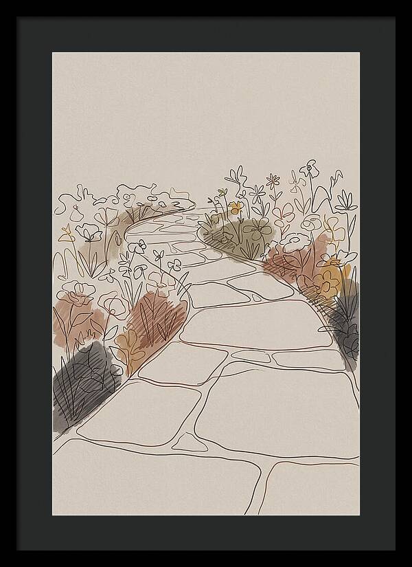 Stone Pathway Through Flower Beds