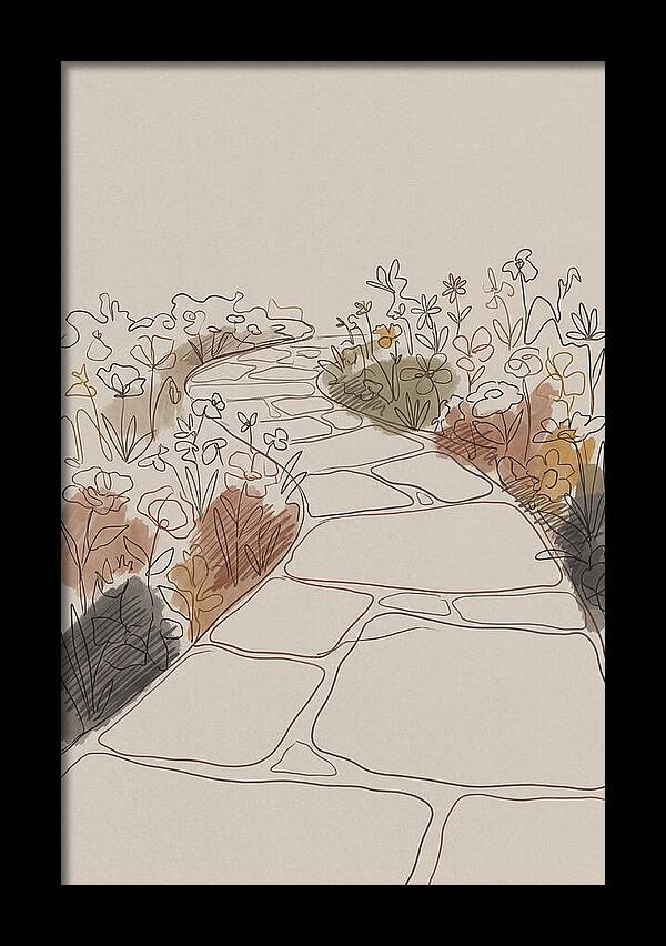 Stone Pathway Through Flower Beds