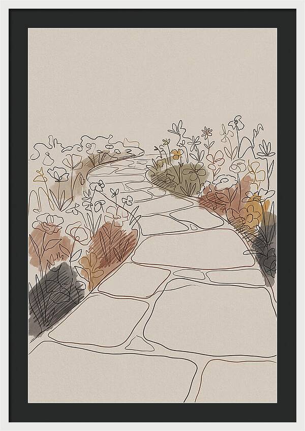 Stone Pathway Through Flower Beds