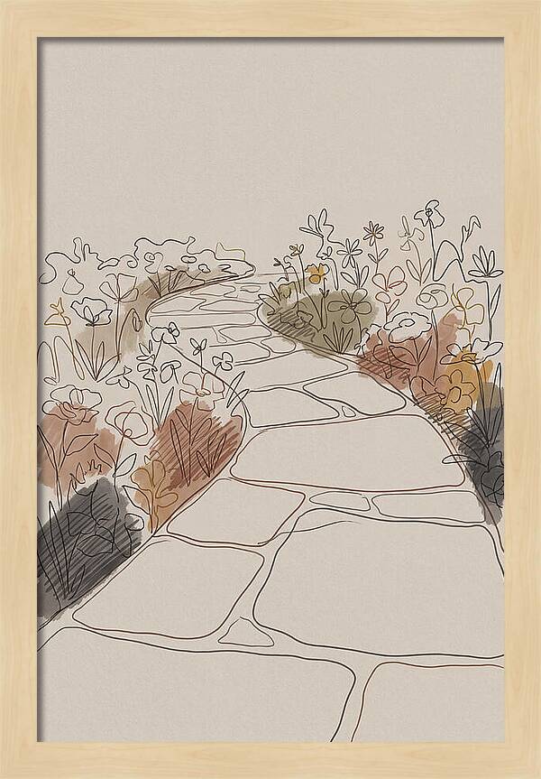 Stone Pathway Through Flower Beds