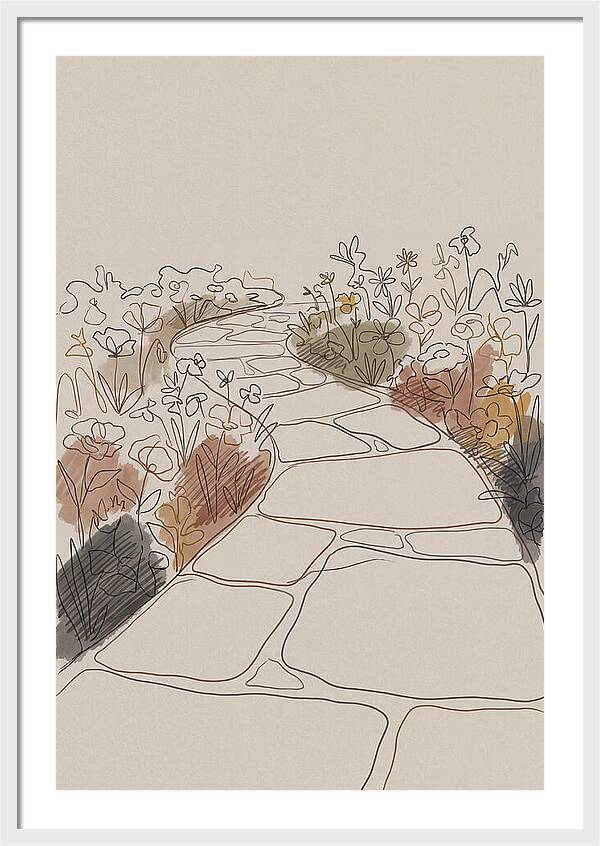 Stone Pathway Through Flower Beds