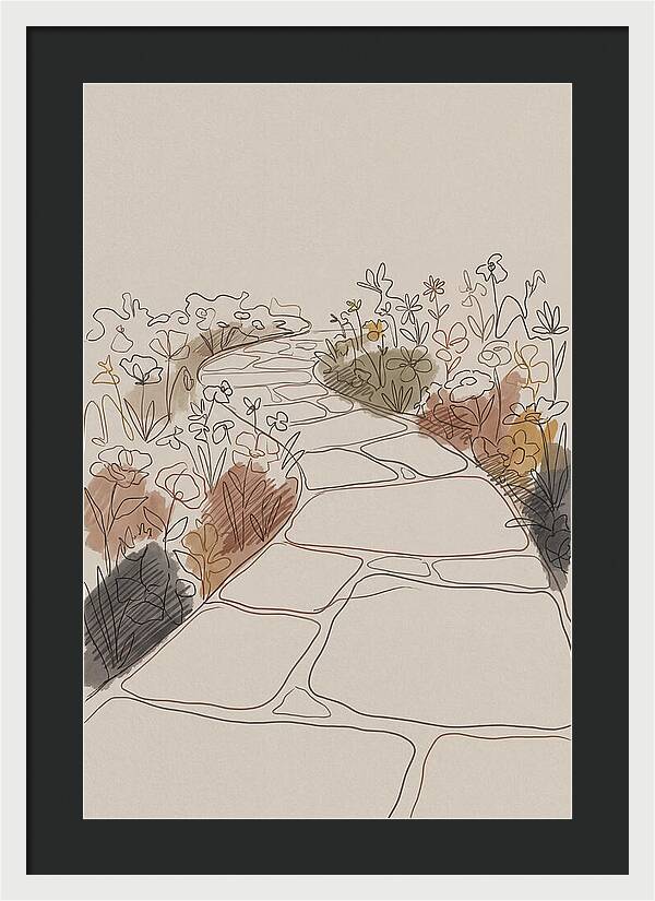 Stone Pathway Through Flower Beds