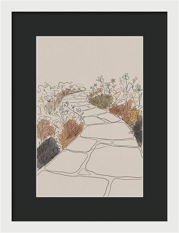 Stone Pathway Through Flower Beds