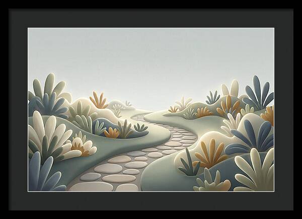 Stone Pathway Through Flower Beds