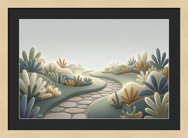 Stone Pathway Through Flower Beds