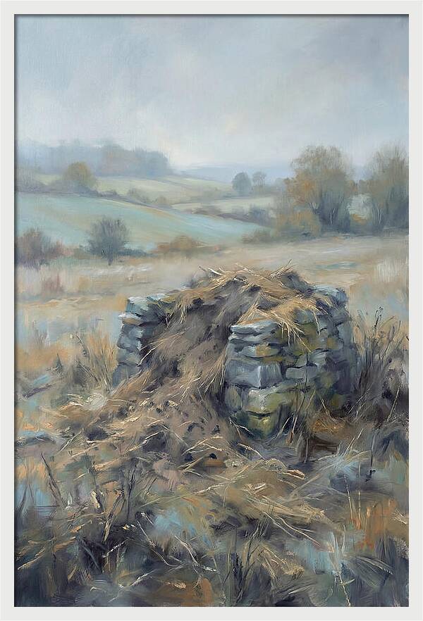 Stone Potato Clamp In Autumn Field