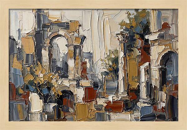 Stone Ruins In Palette Knife Style
