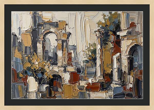 Stone Ruins In Palette Knife Style