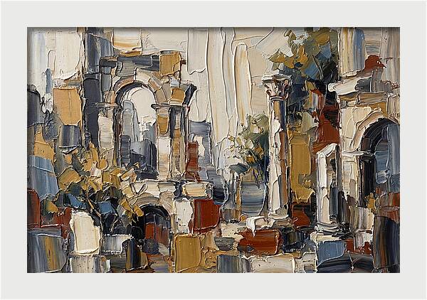 Stone Ruins In Palette Knife Style