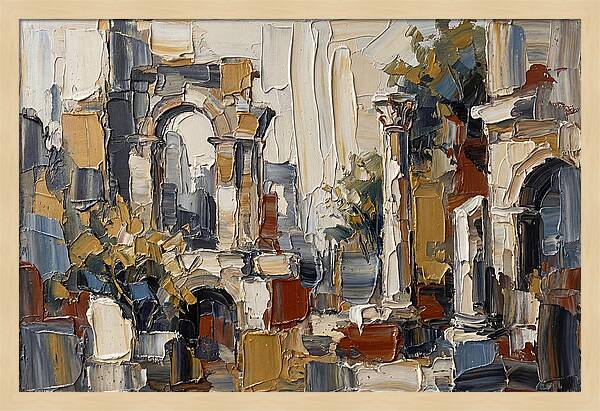 Stone Ruins In Palette Knife Style