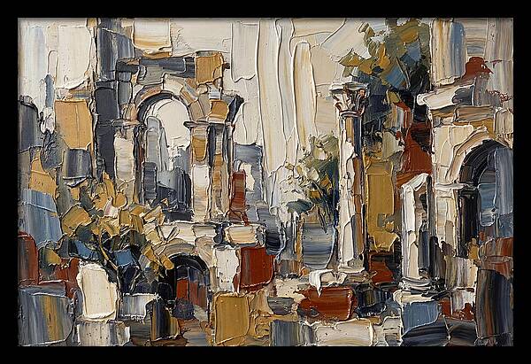 Stone Ruins In Palette Knife Style