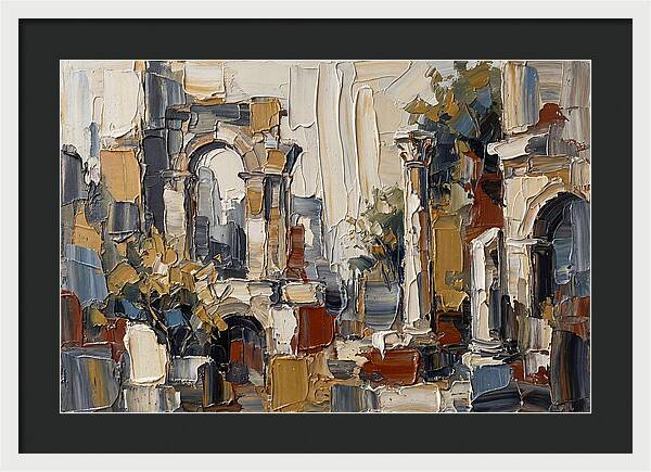 Stone Ruins In Palette Knife Style