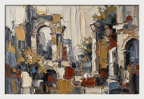 Stone Ruins In Palette Knife Style