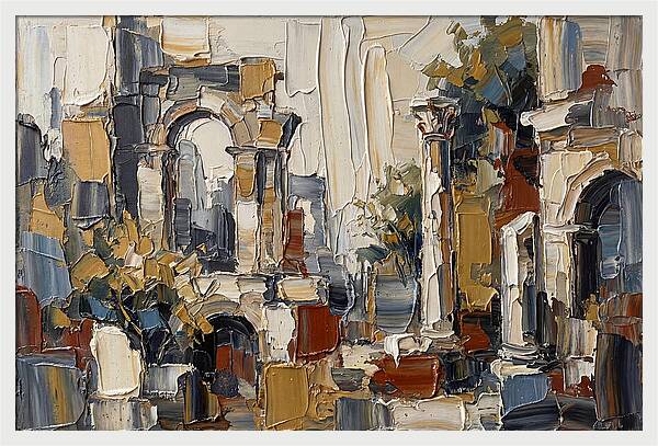Stone Ruins In Palette Knife Style