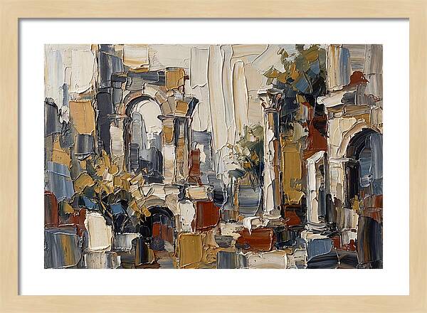 Stone Ruins In Palette Knife Style
