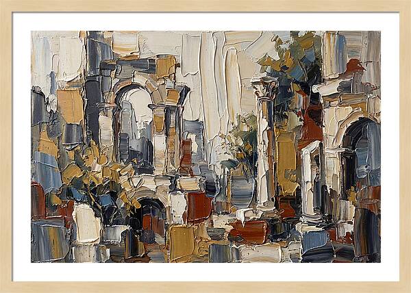 Stone Ruins In Palette Knife Style