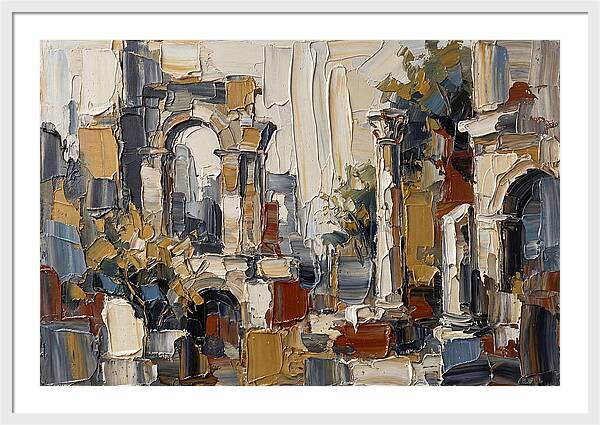Stone Ruins In Palette Knife Style
