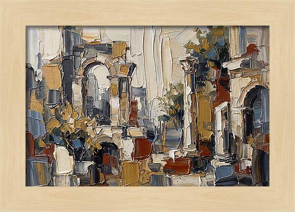 Stone Ruins In Palette Knife Style