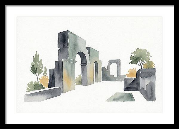 Stone Ruins In Watercolor