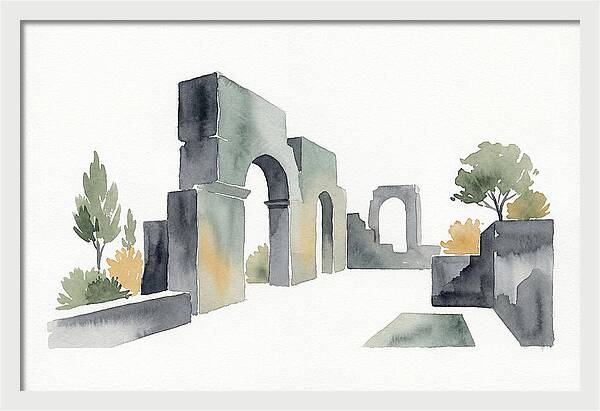 Stone Ruins In Watercolor