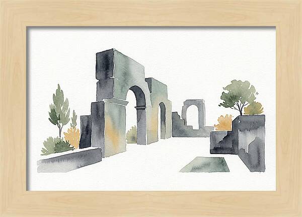 Stone Ruins In Watercolor