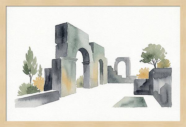 Stone Ruins In Watercolor