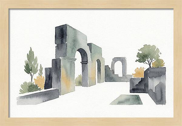 Stone Ruins In Watercolor