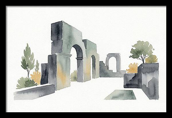 Stone Ruins In Watercolor