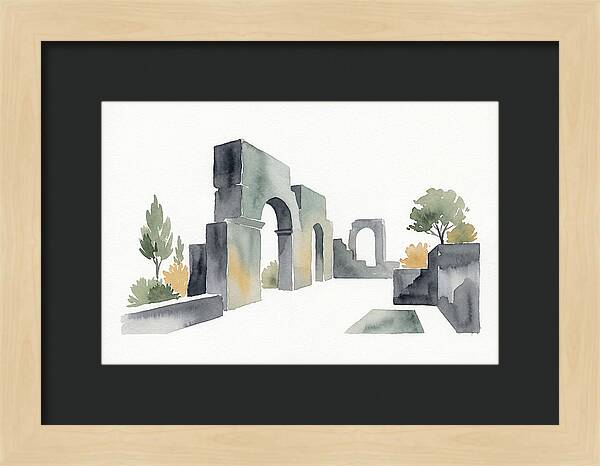 Stone Ruins In Watercolor