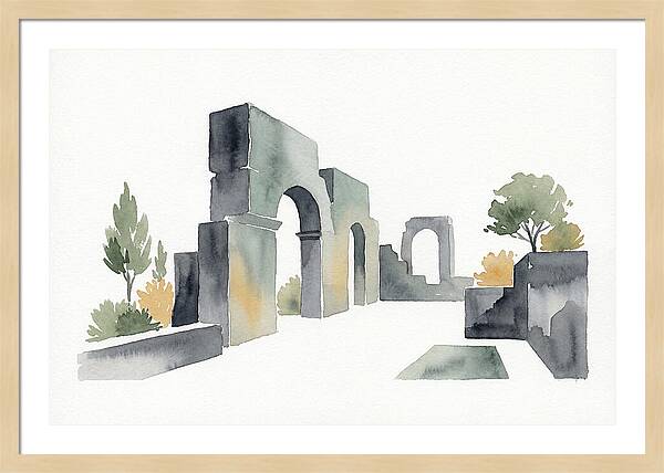 Stone Ruins In Watercolor