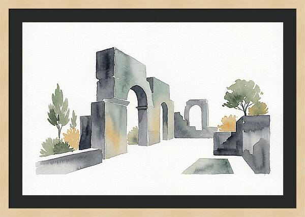 Stone Ruins In Watercolor