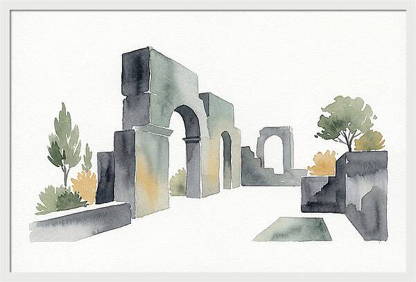 Stone Ruins In Watercolor