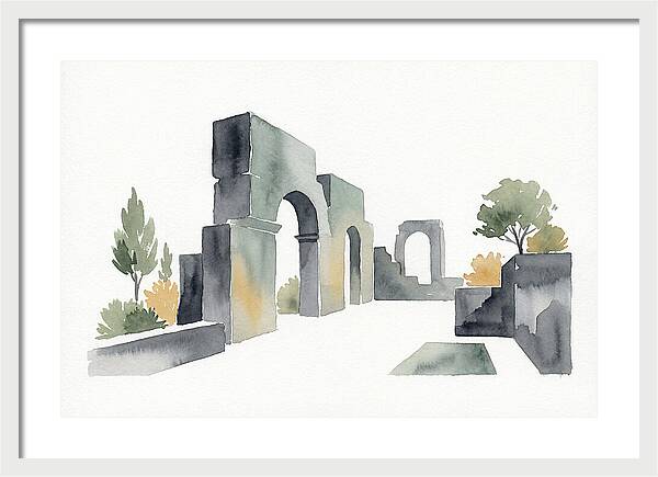 Stone Ruins In Watercolor