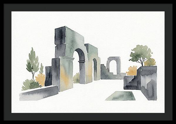 Stone Ruins In Watercolor