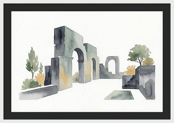 Stone Ruins In Watercolor