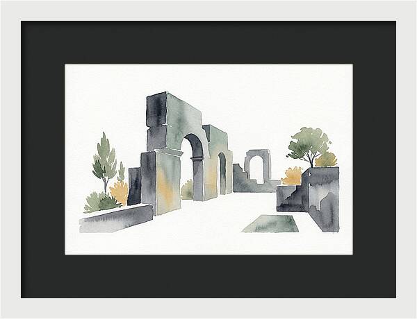 Stone Ruins In Watercolor
