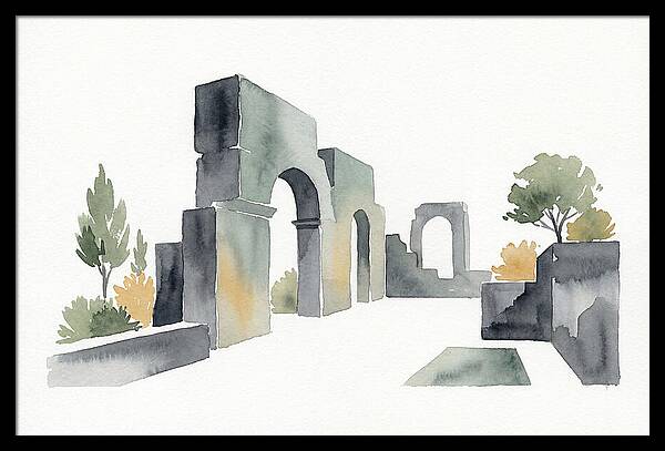 Stone Ruins In Watercolor