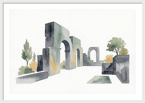 Stone Ruins In Watercolor