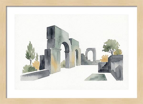 Stone Ruins In Watercolor