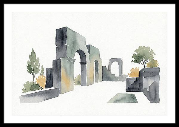 Stone Ruins In Watercolor