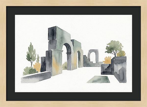 Stone Ruins In Watercolor
